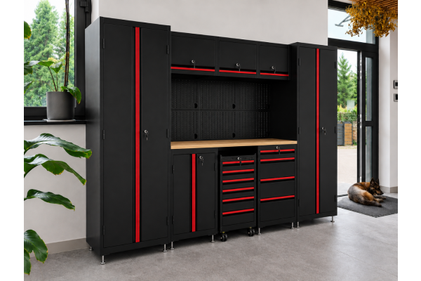 Zestaw mebli warsztatowych AXTON IV 335 cm – garaż, warsztat, serwis | czarny